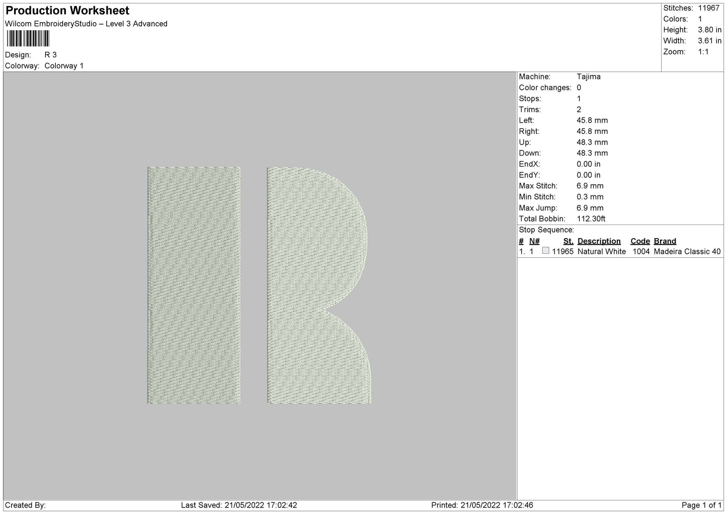 R Alphabet Embroidery File 4 size