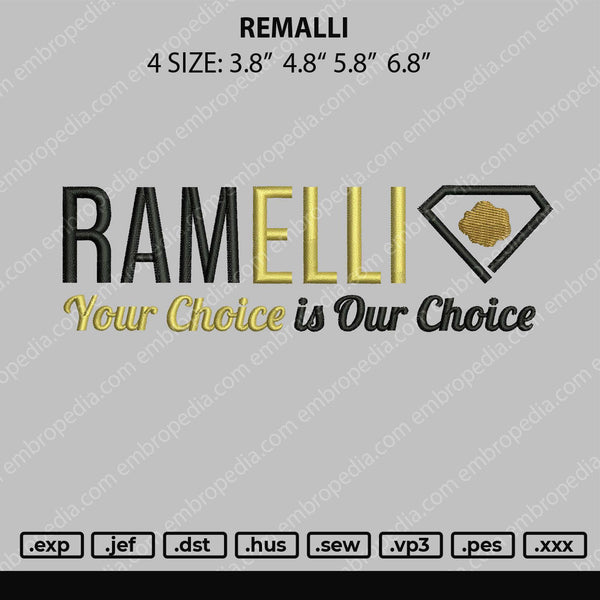 Remalli Embroidery File 4 size