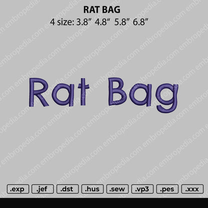 Rat Bag Embroidery File 4 size