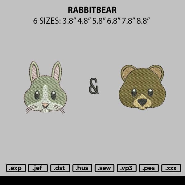 Rabbitbear Embroidery File 6 sizes