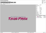 Racingtext 0906 Embroidery Machine Design File 6 sizes