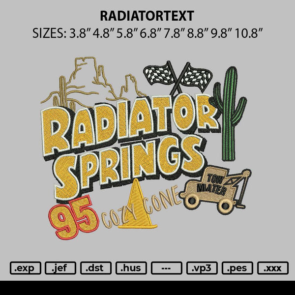 Radiatortext Embroidery File 6 sizes