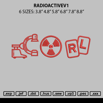 Radioactivev1 Embroidery File 6 sizes