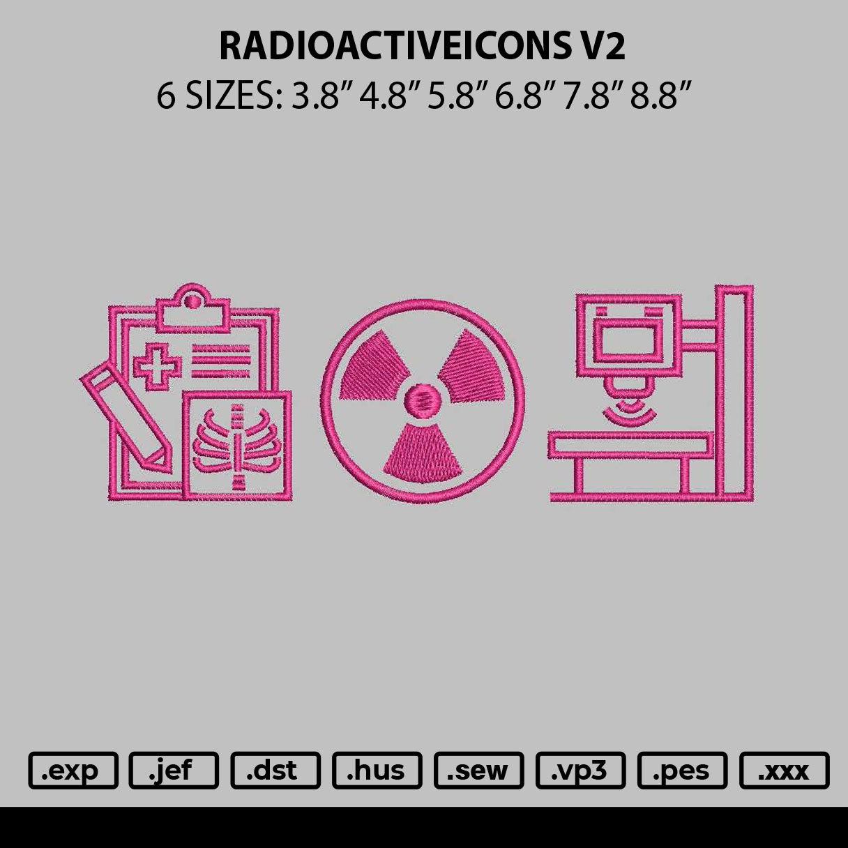 Radioactiveicons V2 Embroidery File 6 sizes