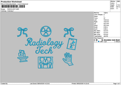 Radiologytext Embroidery File 6 sizes