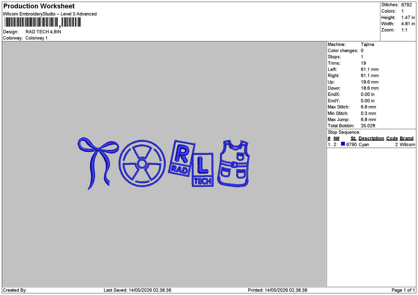 Icons Rad Embroidery File 6 sizes
