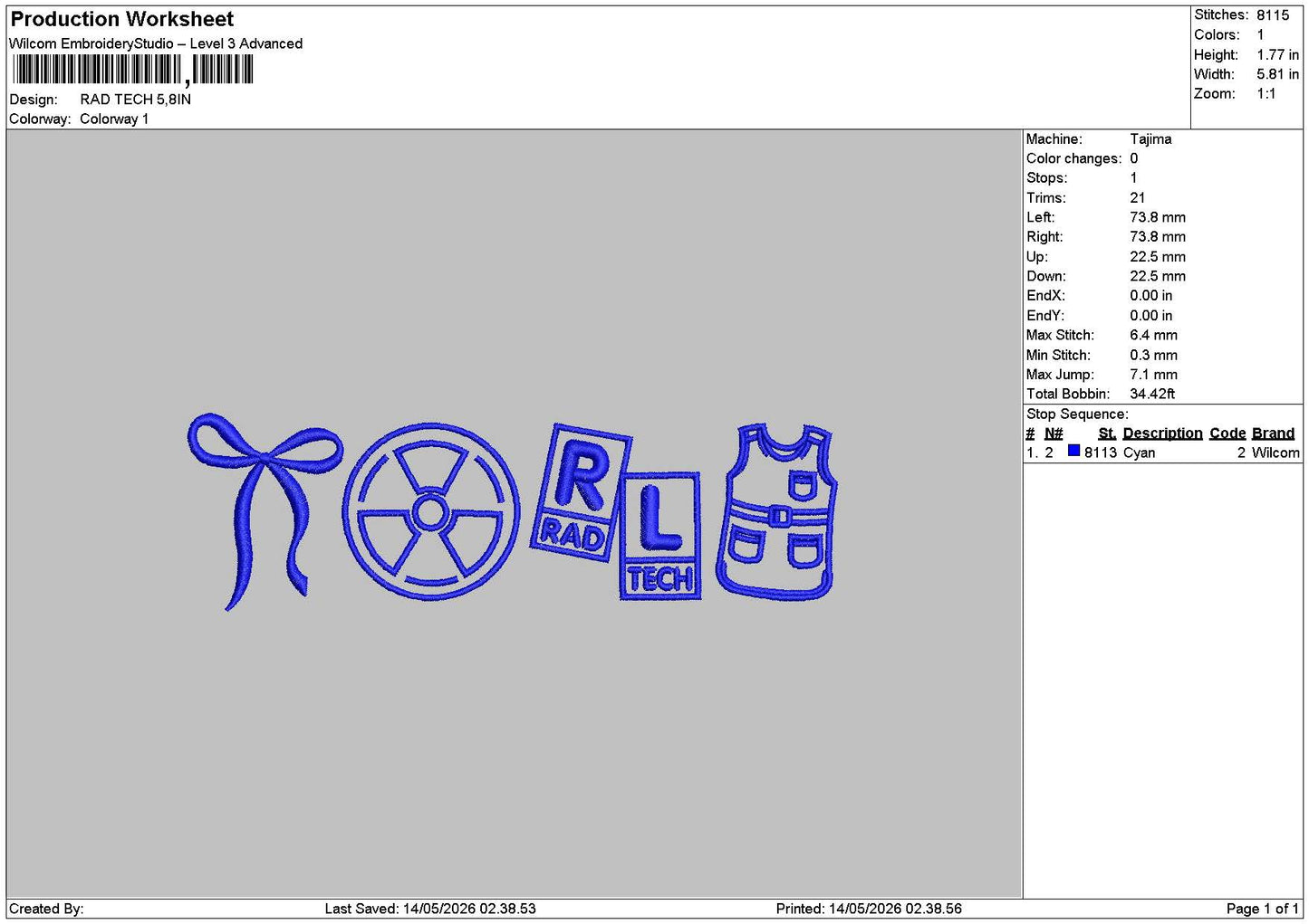 Icons Rad Embroidery File 6 sizes