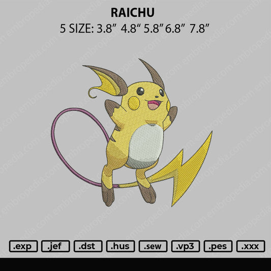 Raichu Embroidery File 5 sizes