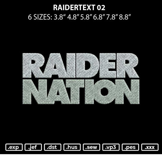 Raidertext 02 Embroidery File 6 sizes