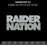 Raidertext 02 Embroidery File 6 sizes