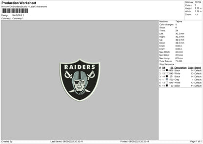 Raidersvia Embroidery File 4 size
