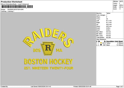Raiderstext 0502 Embroidery File 6 sizes