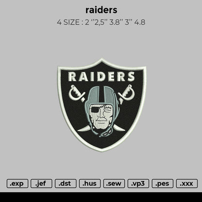 Raidersvia Embroidery File 4 size