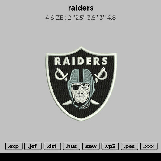 Raidersvia Embroidery File 4 size
