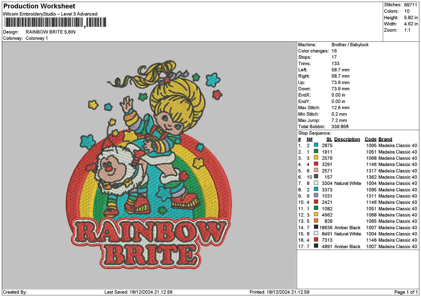 Rainbow1812 Embroidery File 6 sizes