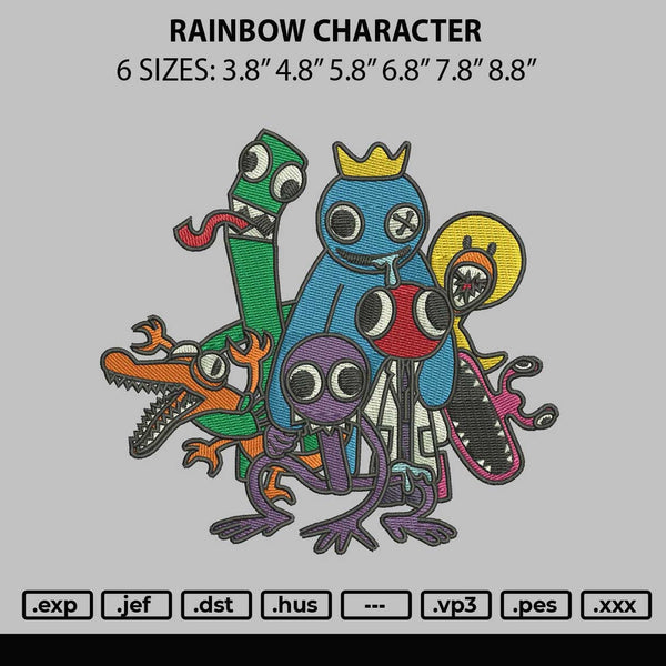 Rainbow Character Embroidery File 6 sizes