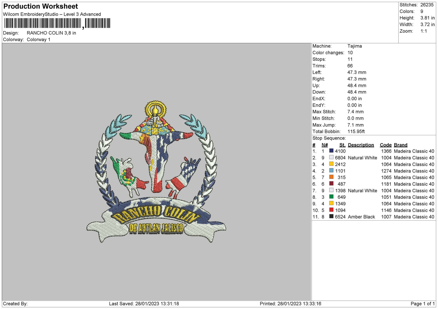 Rancho C Embroidery File 6 sizes
