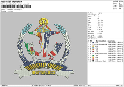 Rancho C Embroidery File 6 sizes