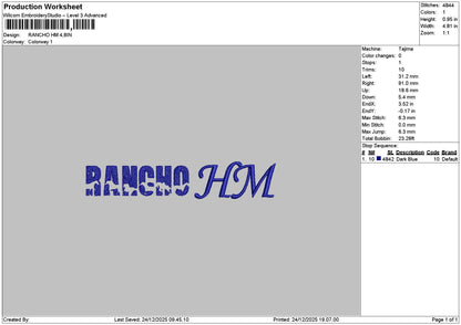 Ranchotext 2412 Embroidery File 6 sizes