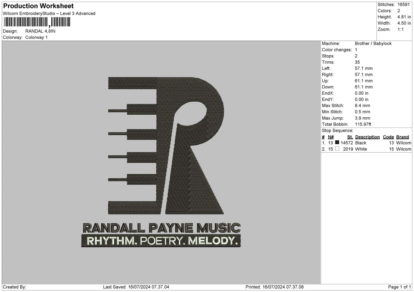 Randaltext Embroidery File 6 sizes