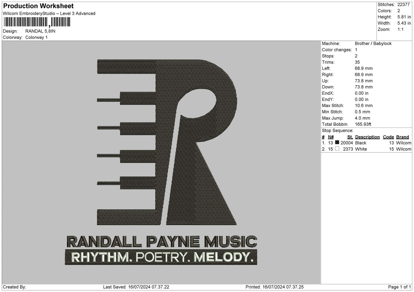 Randaltext Embroidery File 6 sizes