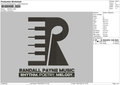 Randaltext Embroidery File 6 sizes