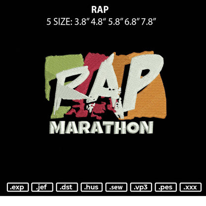 Rap Embroidery File 5 sizes
