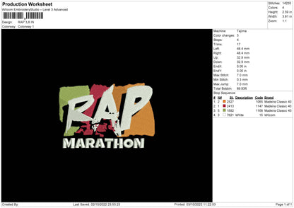 Rap Embroidery File 5 sizes