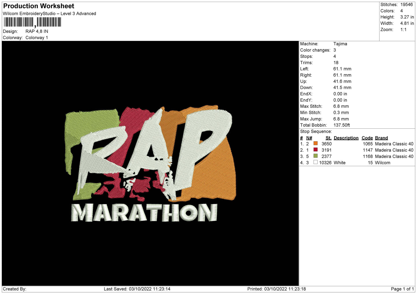 Rap Embroidery File 5 sizes