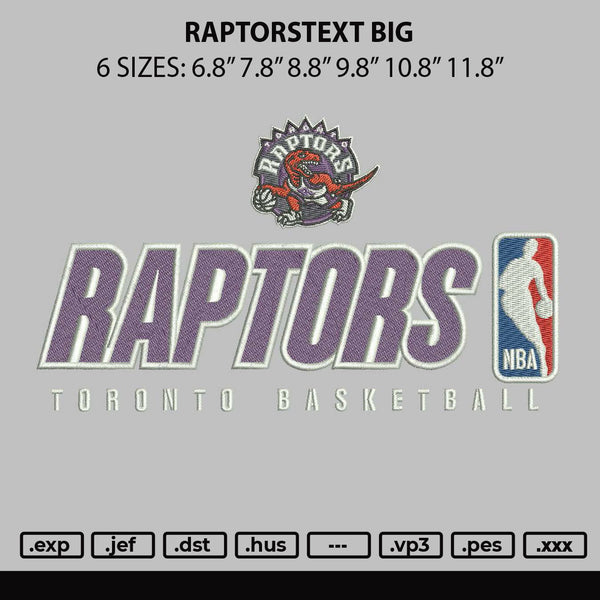 Raptorstext Big Embroidery File 6 sizes