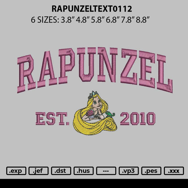 Rapunzeltext0112 Embroidery File 6 sizes