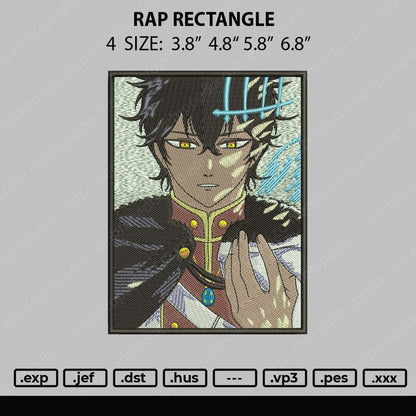Rap Rectangle Embroidery File 4 size