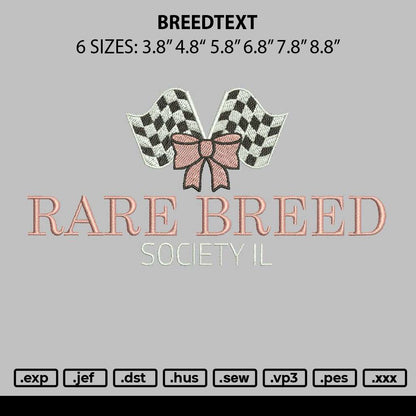 Breedtext Embroidery File 6 sizes