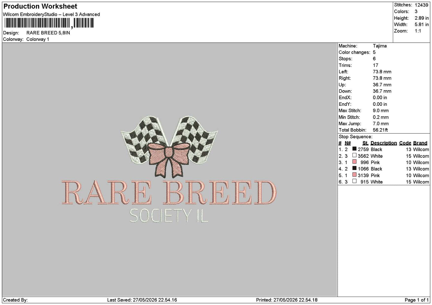 Breedtext Embroidery File 6 sizes