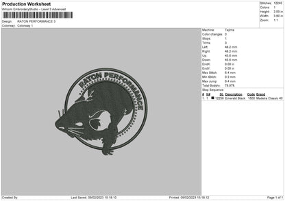 Raton P Embroidery File 6 sizes