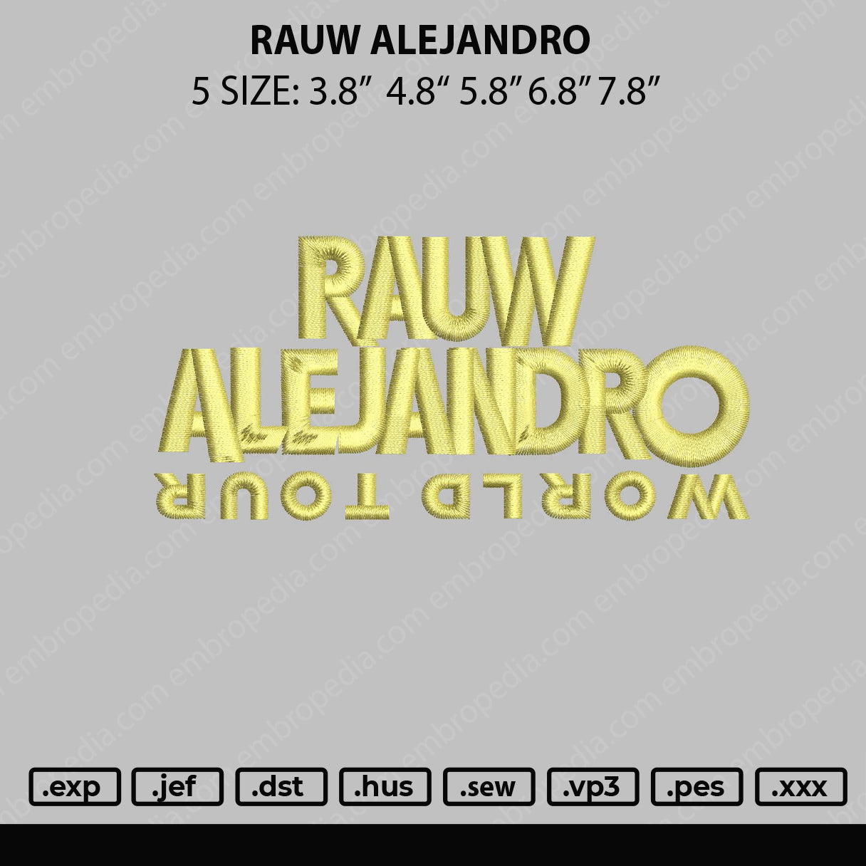 Rauw Alejandro Embroidery File 5 sizes
