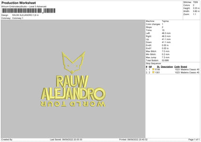 Rauwalejandro Embroidery File 5 sizes