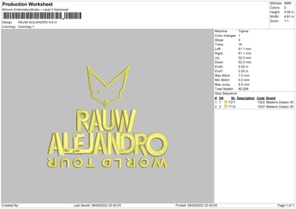 Rauwalejandro Embroidery File 5 sizes