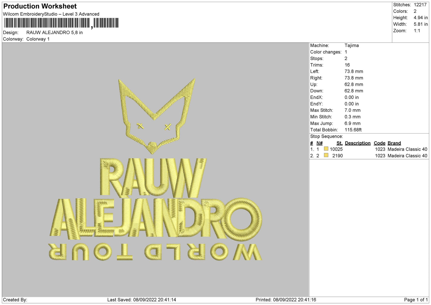 Rauwalejandro Embroidery File 5 sizes