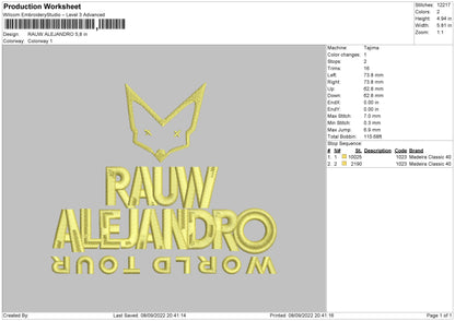 Rauwalejandro Embroidery File 5 sizes