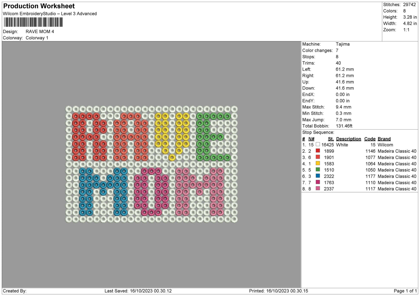 Rave Embroidery File 6 sizes