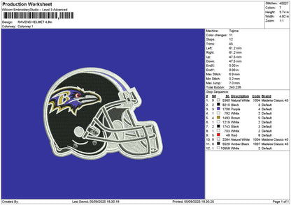 Helmet 0509 Embroidery File 6 sizes