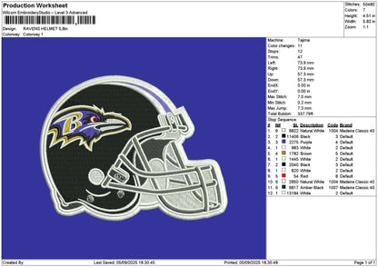 Helmet 0509 Embroidery File 6 sizes