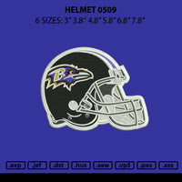 Helmet 0509 Embroidery File 6 sizes