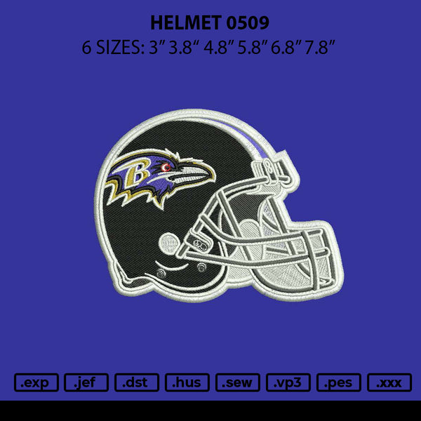 Helmet 0509 Embroidery File 6 sizes