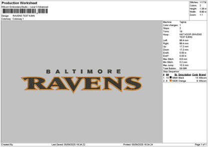 Ravenstext Embroidery File 6 sizes