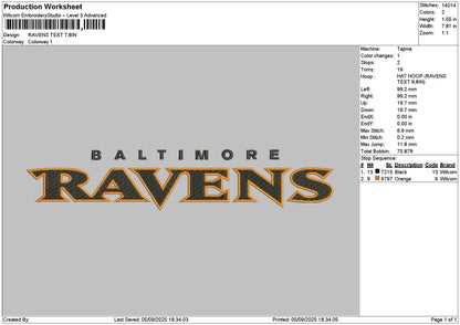 Ravenstext Embroidery File 6 sizes