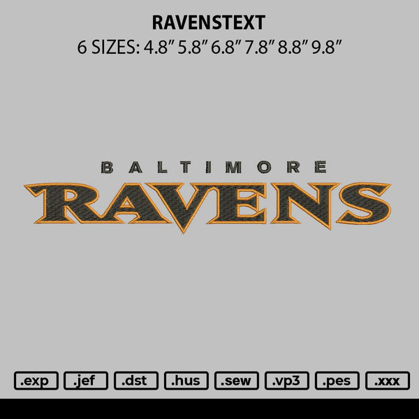 Ravenstext Embroidery File 6 sizes