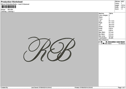 Rbtext Embroidery File 6 sizes
