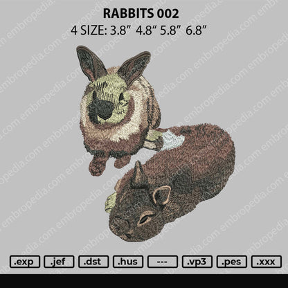Rabbits 002 Embroidery File 4 size